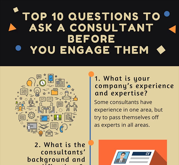 Top 10 questions to ask a consultant before you engage them – Infographic