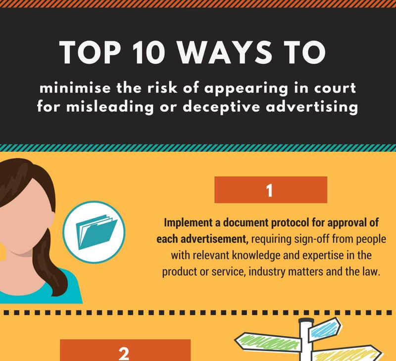 Top 10 ways to minimise the risk of appearing in court for misleading or deceptive advertising – Infographic